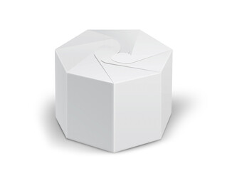 white paper box for food package on a white background, mock up isolated on white background, 3d illustration, 3d rendering