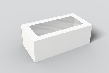 white Empty paper hot dog box mock up isolated on white background, 3d illustration, 3d rendering