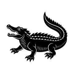 Obraz premium Crocodile silhouette vector illustration. Vector of crocodile design on white background