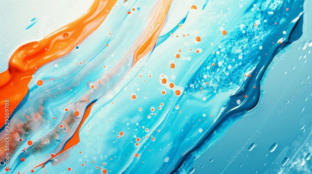 Sticker Dynamic abstract art with swirling blue and orange hues, producing a vivid and fluid artistic composition.