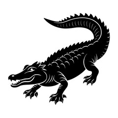 Fototapeta premium Crocodile silhouette vector illustration. Vector of crocodile design on white background