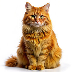 Obraz premium Cat with red fur isolated on white background as white background