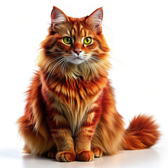 Fototapeta premium Cat with red fur isolated on white background as white background