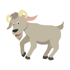 Vector Illustration of a Goat in Pastoral Scene