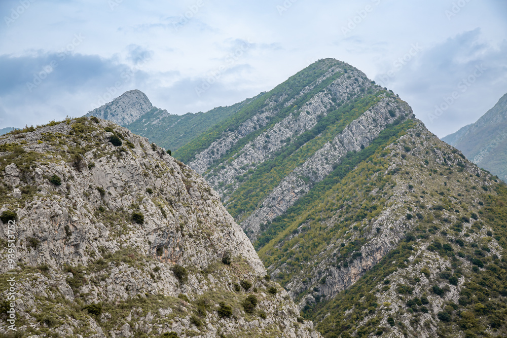 Wall mural beautiful mountain peaks covered with green vegetation