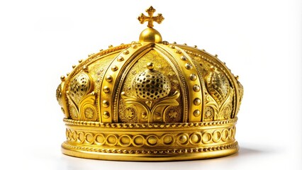 Isolated golden mitre, solemn headgear of the orthodox bishop , orthodox, bishop, headgear, ceremonial, crown, gold