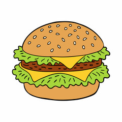 Hand drawn burger on a isolated white background (18)