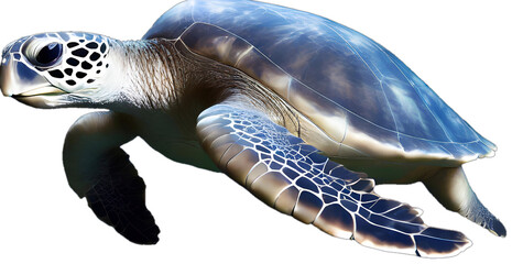 Sea turtle swimming isolated on white background 