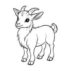 Goat illustration coloring pages for kids - coloring book