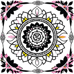 Adobe IllustAdobe Illustrator Ornate Circular Mandala Set, Black and White Line Art Artworkrator Artwork