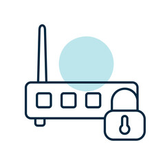 Obraz premium WIFI modem with lock icon. Private wifi network