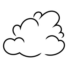 Cloud line art. Cute cloud in cartoon style. Vector illustration isolated on white background.