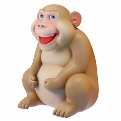 baboon in 3D style on a white background