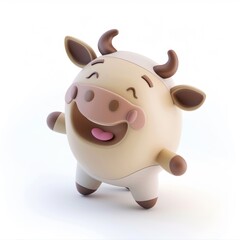 bovid in 3D style on a white background