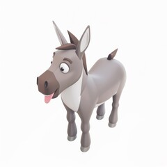 Fototapeta premium donkey in 3D style on a white background