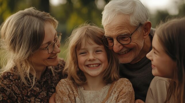 Happy multi generation family having garden party celebration, Happy holiday, Family day concept.