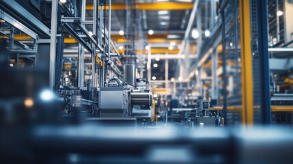 Fototapeta premium A modern industrial facility showcasing machinery and production lines in a spacious environment.