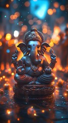 Obraz premium Exquisite Ganesha Statue: A Symbol of Wisdom, Prosperity, and Divine Blessings.