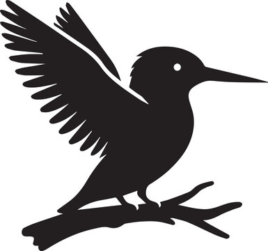 recommend clip art: kingfisher sitting on a branch silhouette vector illustration
                    