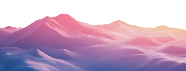 Vibrant sunrise over mountain landscape, cut out - stock png.