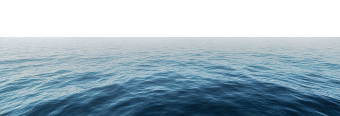 Vast ocean horizon under a clear sky at midday, cut out - stock png.