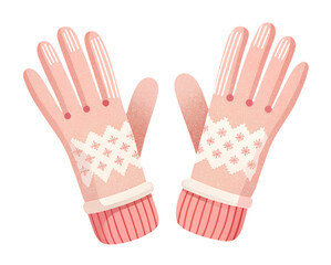 Illustrations of winter gloves on an isolated background, Christmas gloves on an isolated background