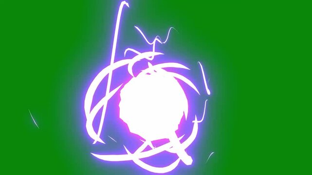 vfx element, glow effects, glow lines, anime neon elements, cartoon effect green screen