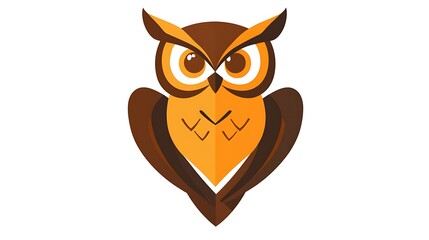 Naklejka premium Elegant Stylized Owl Logo Vector in Brown and Orange Colors on White Background - Flat Style Design