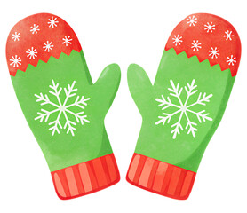 Illustrations of winter gloves on an isolated background, Christmas gloves on an isolated background