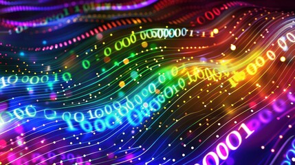 Abstract Digital Wave of Binary Code