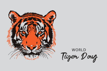 World Tiger Day, Tiger illustration, Nature, Environmental, Tiger head, Animal, Tiger Awareness, Tiger Survival, Wildlife Awareness