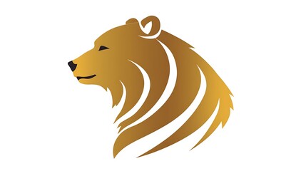Majestic Golden Bear Logo Vector on White Background with Side Profile Head Shot Design