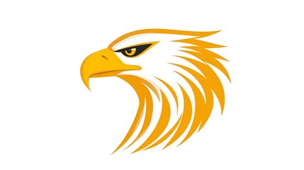 Obraz premium Majestic Golden Eagle Logo in Sharp Vector Design on White Background with Side Profile Head Shot - Elegant Symbol of Power and Precision