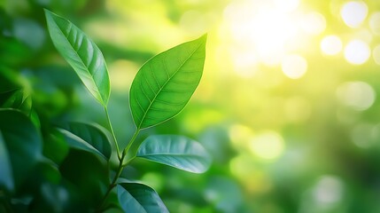 Obraz premium green leaves in front of blurred background 