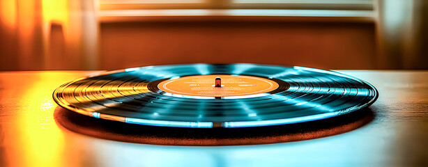 Vintage vinyl record on a table.