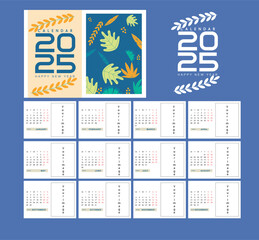 calendar 2025 mockup vector abstract flowers style