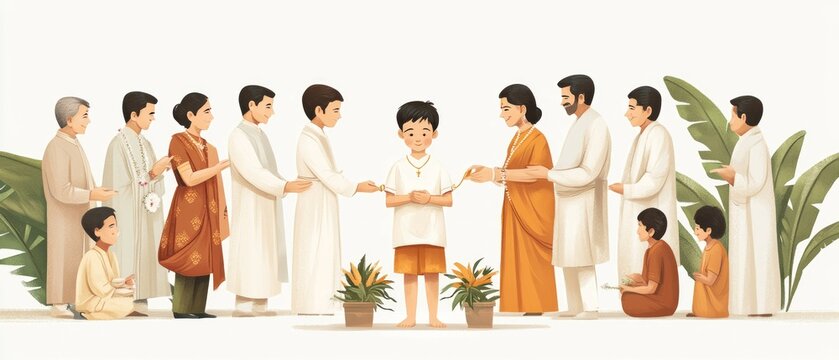 Sacred Thread Janeu Initiation Ceremony Hinduism Religion Spiritual Symbol