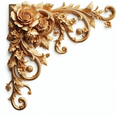 golden ornament frame and corner design.  generative AI