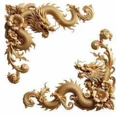 Fototapeta premium golden ornament frame and corner design. generative AI