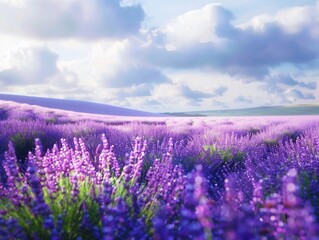 Naklejka premium Lavender Field Swaying Gently in the Breeze