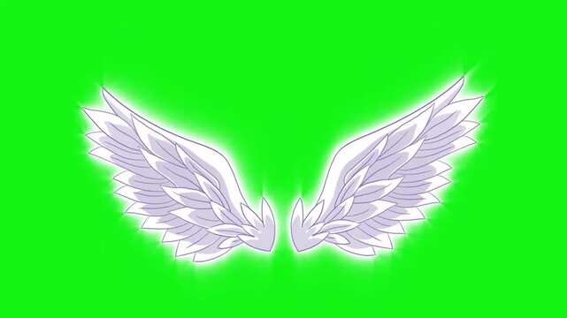 neon glow angel wings on black background