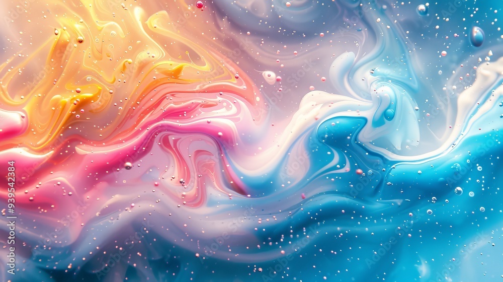 Canvas Prints A captivating image of colorful liquid swirls blending together in an abstract pattern, evoking a sense of fluidity, motion, and vibrant creativity.