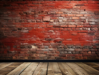 Fototapeta premium Awesome Empty brick wall and wood floor for background blank wooden floor for backdrop