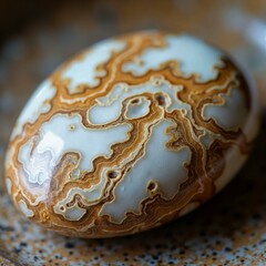 Close-up of a polished stone with natural patterns