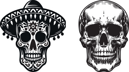 a drawing of a skull head