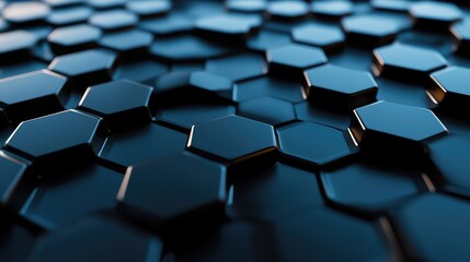 Obraz premium 3D macro zoom of a hexagonal honeycomb pattern, with realistic shadows and smooth, reflective surfaces.