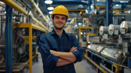 The factory worker with helmet