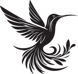 Colibri Black Silhouette Vector Illustration