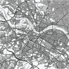 Obraz premium Map of Dresden in Germany in grayscale. Contains layered vector with roads water, parks, etc.