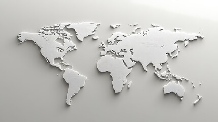Gray color 3d map on white background